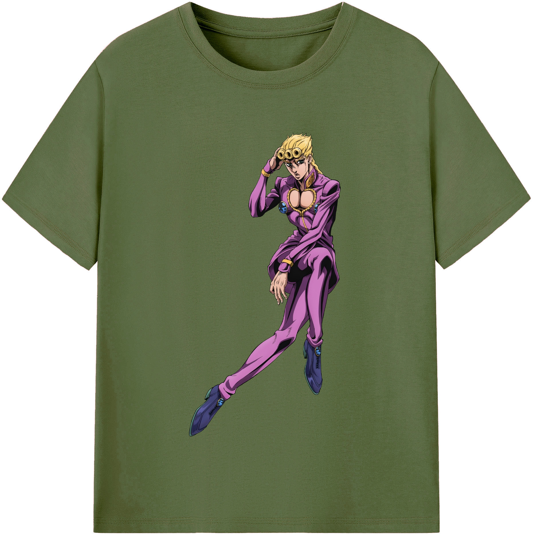 （画像用） ジョジョの奇妙な冒険 ジョルノ?ジョバァーナ JoJo's Bizarre Adventure Giorno Giovanna 綿100％半袖Tシャツ（フロントプリント）